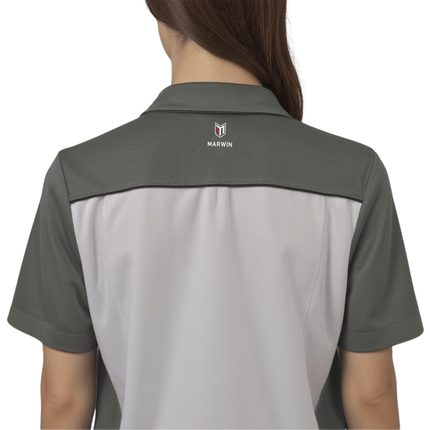 Marwin Sports Mopar Women's Poly Zipper Polo - White/Grey/Black - Marwin Sports