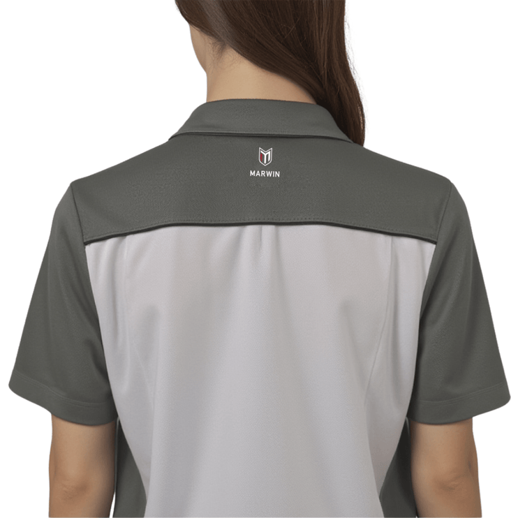 Marwin Sports Mopar Women's Poly Zipper Polo - White/Grey/Black - Marwin Sports