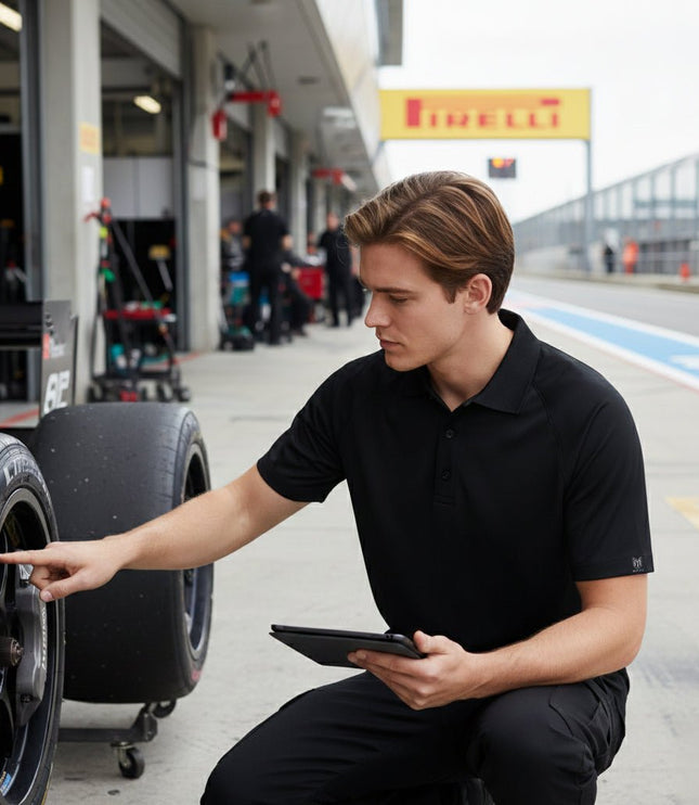 Marwin Sports Poly Button Men's Polo - Black - Marwin Sports