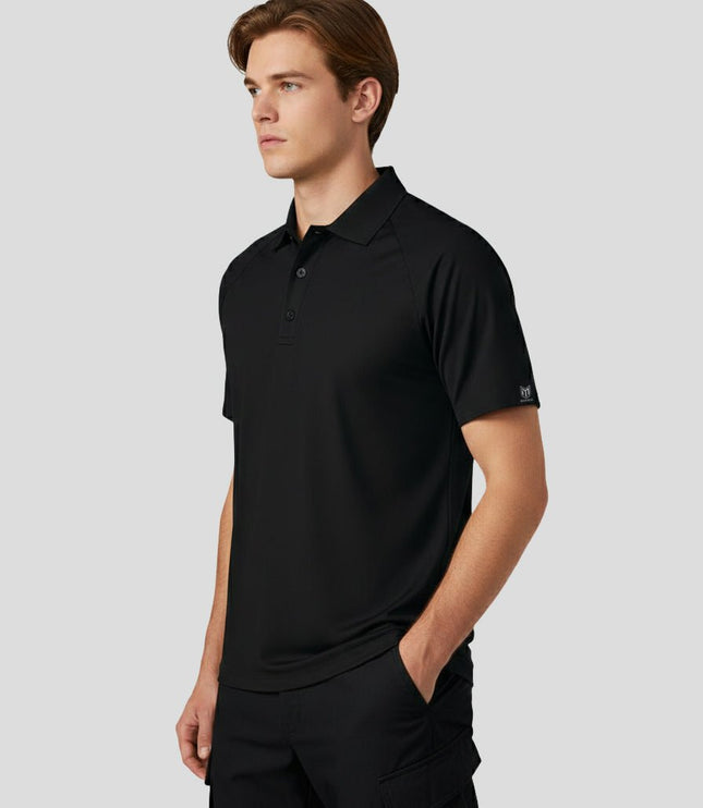 Marwin Sports Poly Button Men's Polo - Black - Marwin Sports