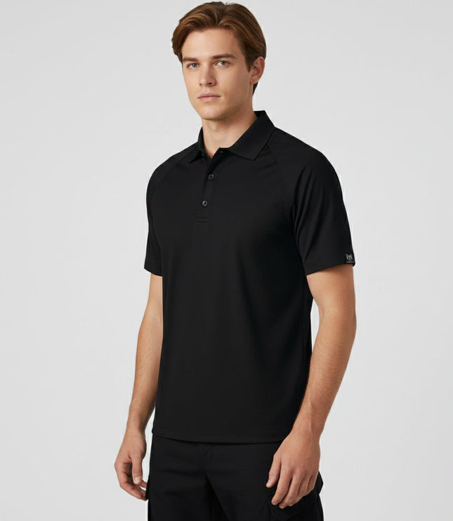 Marwin Sports Poly Button Men's Polo - Black - Marwin Sports