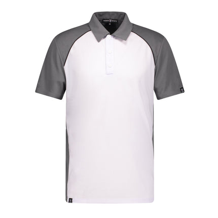 Marwin Sports Poly Button Men's Polo - White/Grey/Black - Marwin Sports