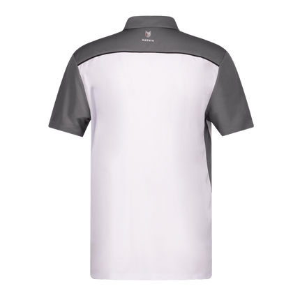 Marwin Sports Poly Button Men's Polo - White/Grey/Black - Marwin Sports