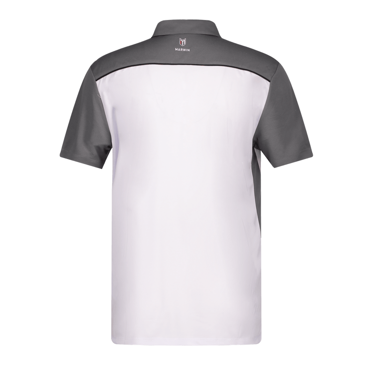 Marwin Sports Poly Button Men's Polo - White/Grey/Black - Marwin Sports