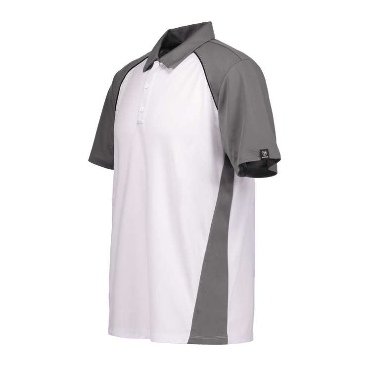 Marwin Sports Poly Button Men's Polo - White/Grey/Black - Marwin Sports