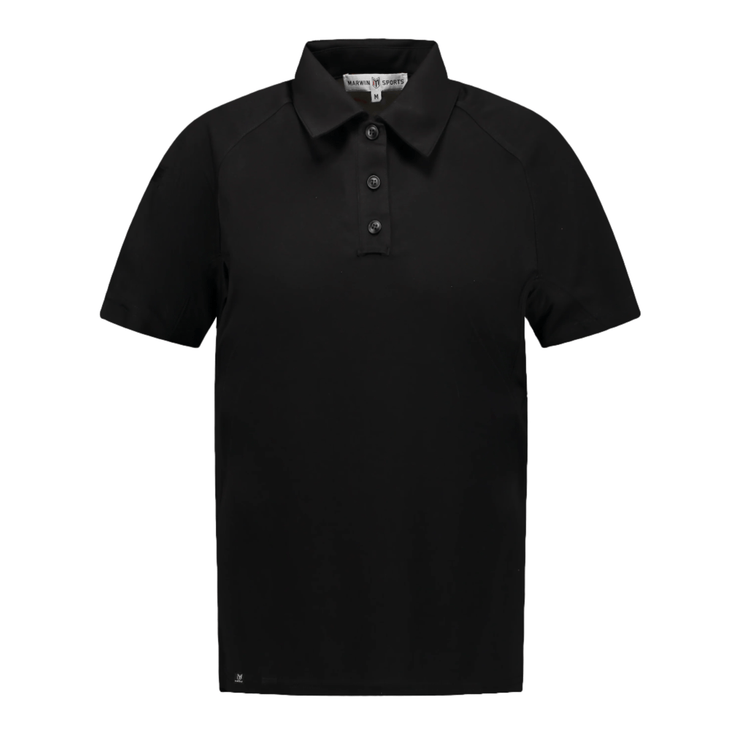 Marwin Sports Poly Button Women's Polo - Black - Marwin Sports