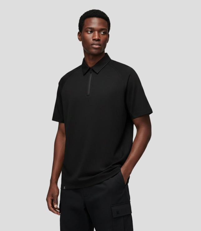 Marwin Sports Poly Zipper Men's Polo - Black - Marwin Sports