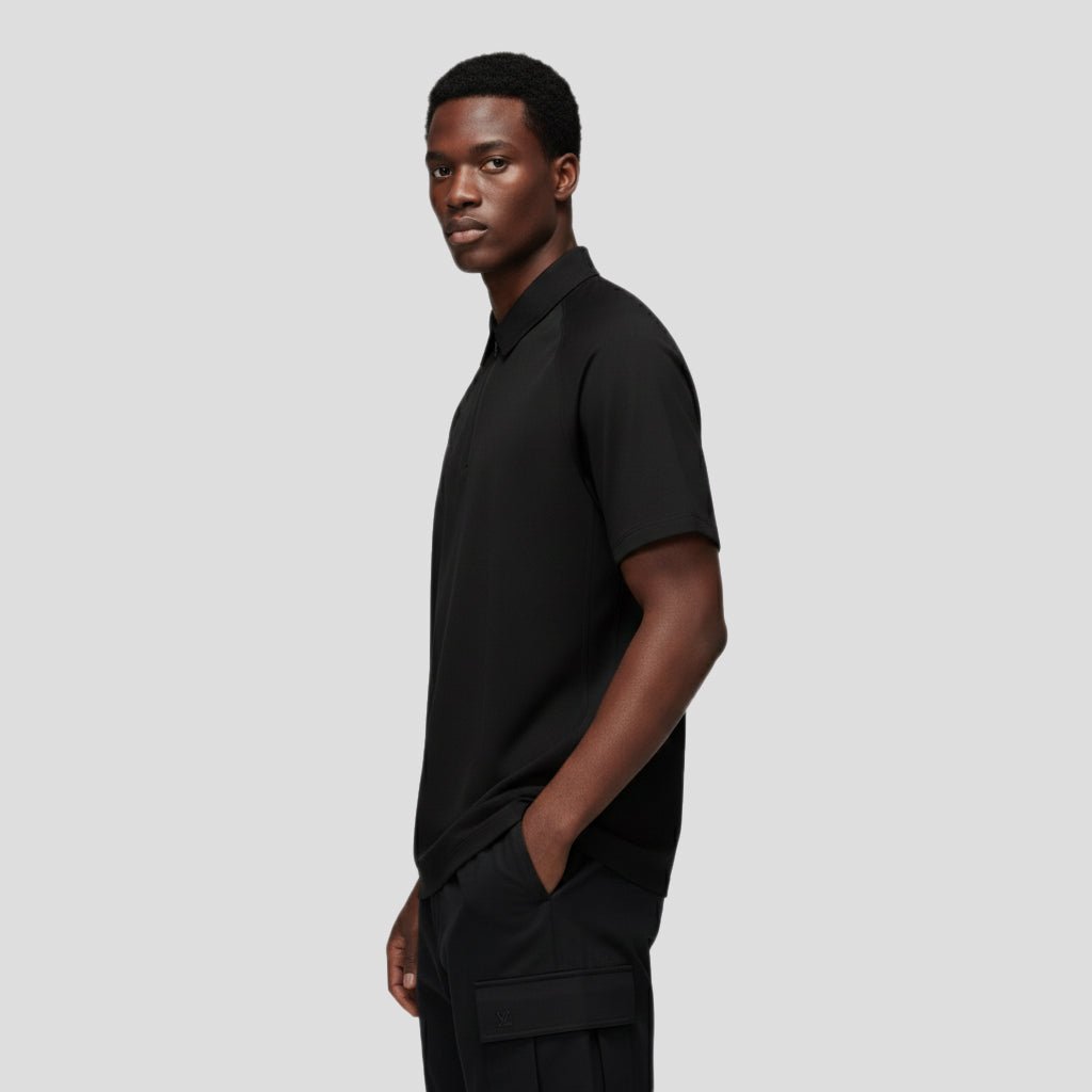 Monte Men's Zipper Polo -Black