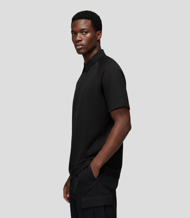 Marwin Sports Poly Zipper Men's Polo - Black - Marwin Sports