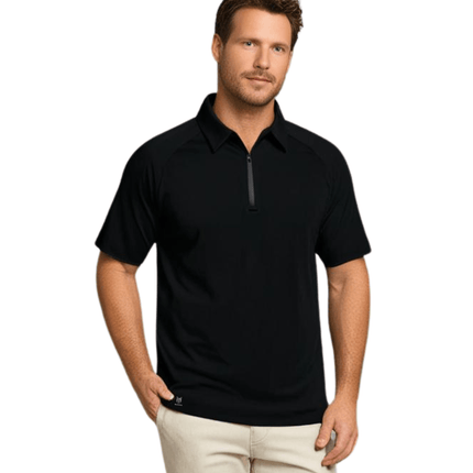Marwin Sports Poly Zipper Men's Polo - Black - Marwin Sports
