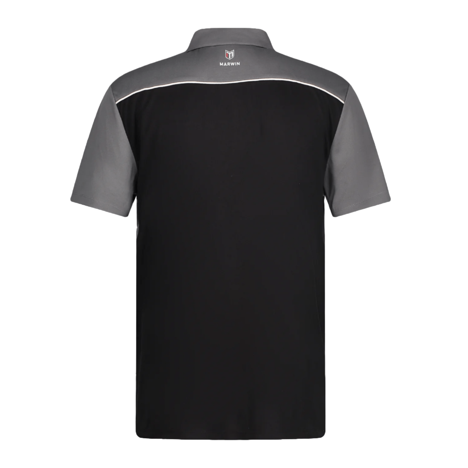 Marwin Sports Poly Zipper Men's Polo - Black/Grey/White - Marwin Sports