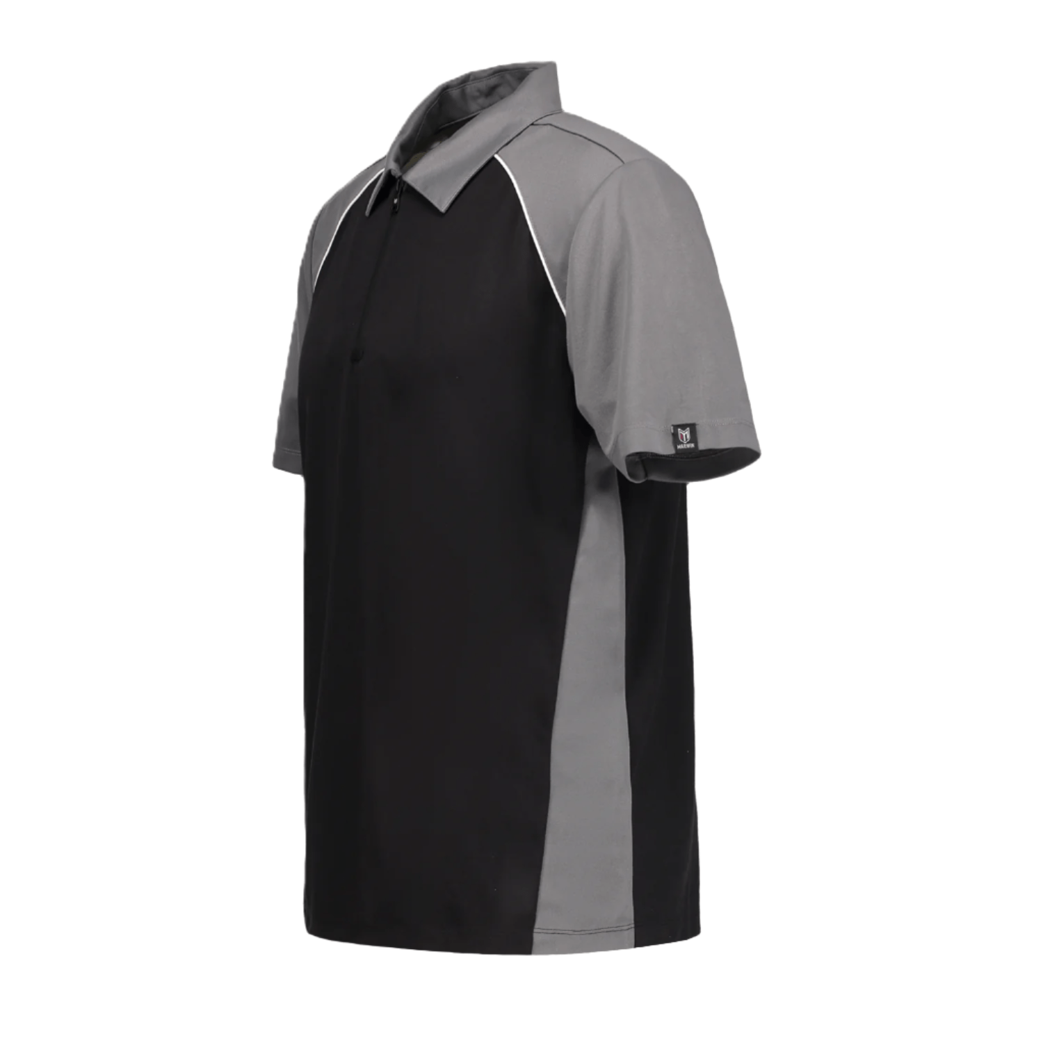 Marwin Sports Poly Zipper Men's Polo - Black/Grey/White - Marwin Sports