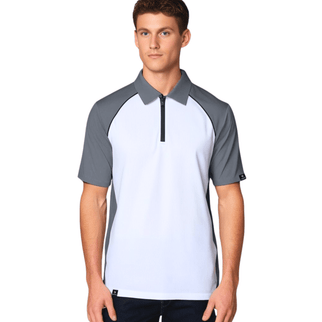Marwin Sports Poly Zipper Men's Polo - White/Grey/Black - Marwin Sports