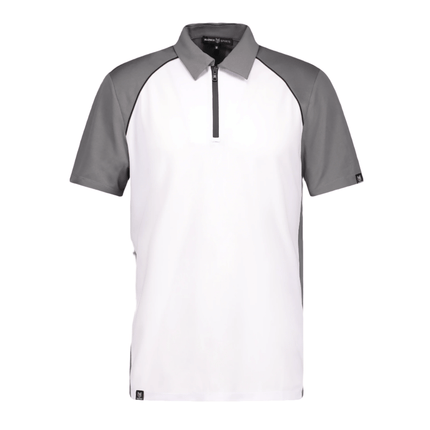 Marwin Sports Poly Zipper Men's Polo - White/Grey/Black - Marwin Sports