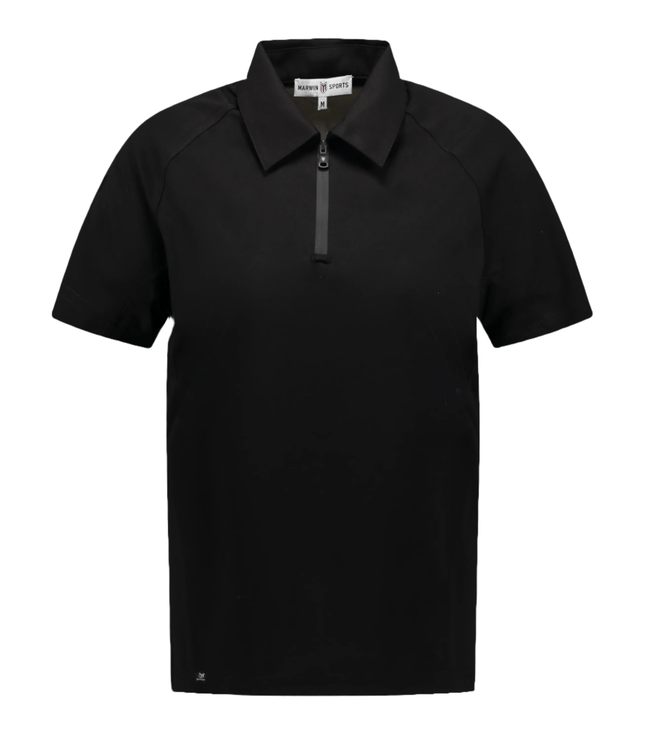 Marwin Sports Poly Zipper Women's Polo - Black - Marwin Sports