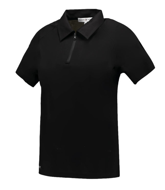 Marwin Sports Poly Zipper Women's Polo - Black - Marwin Sports