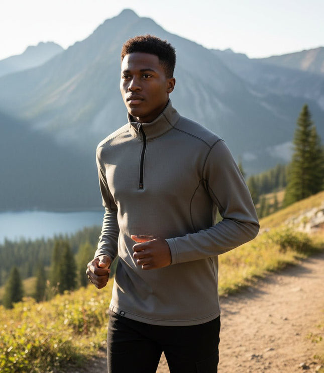 Marwin Sports Quarter Zip Men's Pullover - Grey - Marwin Sports