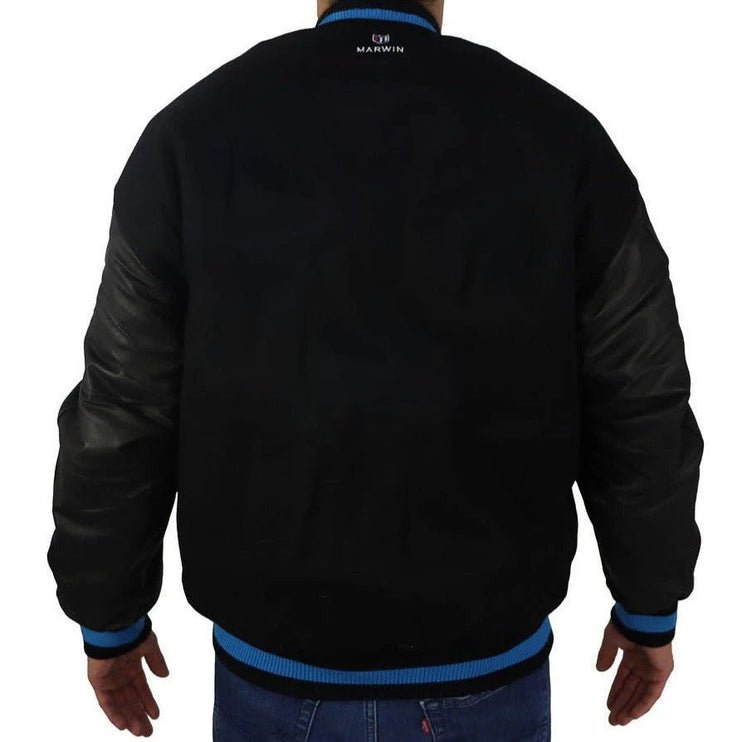 Marwin Sports Rib Letterman Men's Jacket - Black/Blue - Marwin Sports