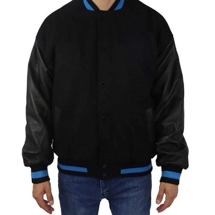 Marwin Sports Rib Letterman Men's Jacket - Black/Blue - Marwin Sports