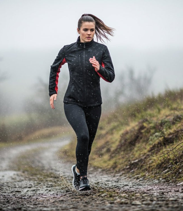 Monarch Women's Softshell Jacket - Black/Red - Marwin Sports