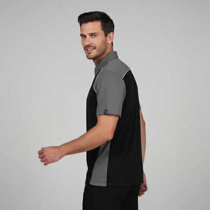 Monte Men's Zipper Polo - Black/Grey/White - Marwin Sports