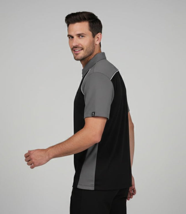Monte Men's Zipper Polo - Black/Grey/White - Marwin Sports