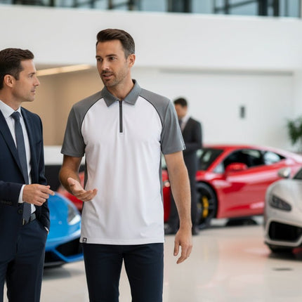 Monte Men's Zipper Polo - White/Grey/Black - Marwin Sports