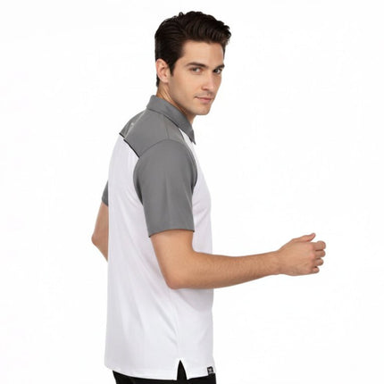 Monte Men's Zipper Polo - White/Grey/Black - Marwin Sports