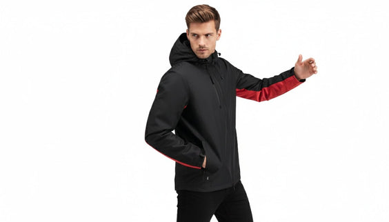 Revolver Men's Rain Jacket - Black/Red - Marwin Sports