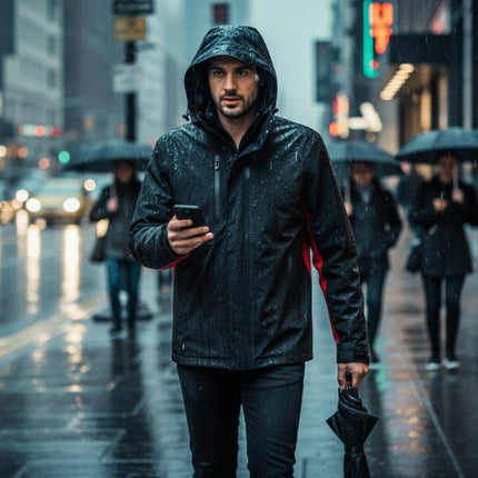 Revolver Men's Rain Jacket - Black/Red - Marwin Sports