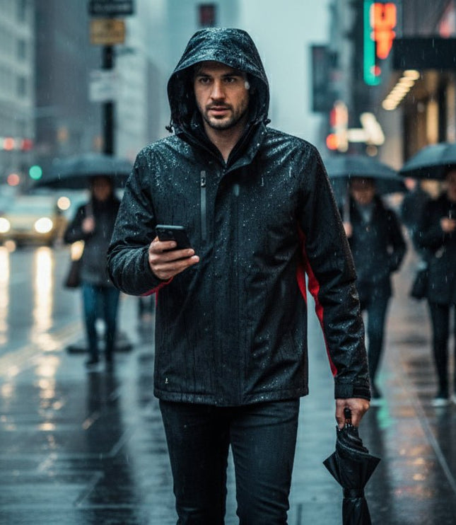 Revolver Men's Rain Jacket - Black/Red - Marwin Sports