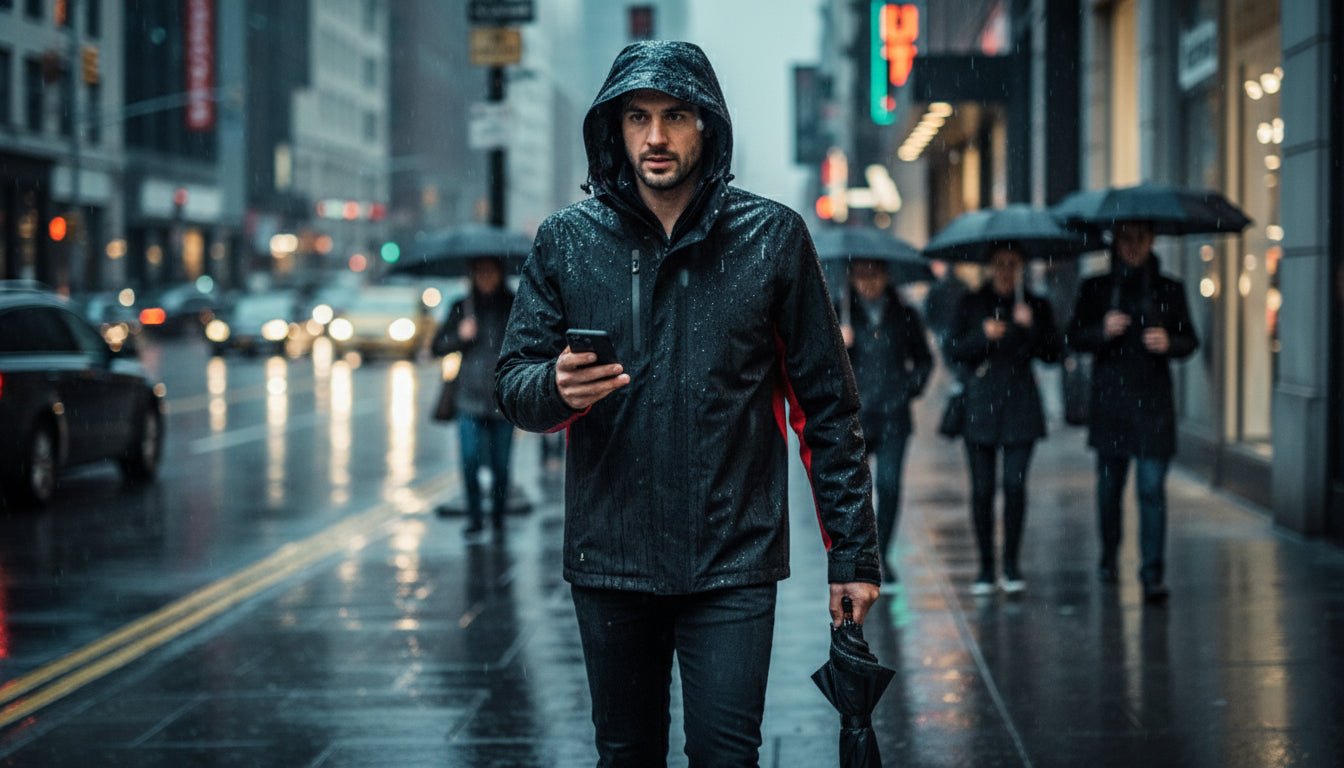 Revolver Men's Rain Jacket - Black/Red - Marwin Sports