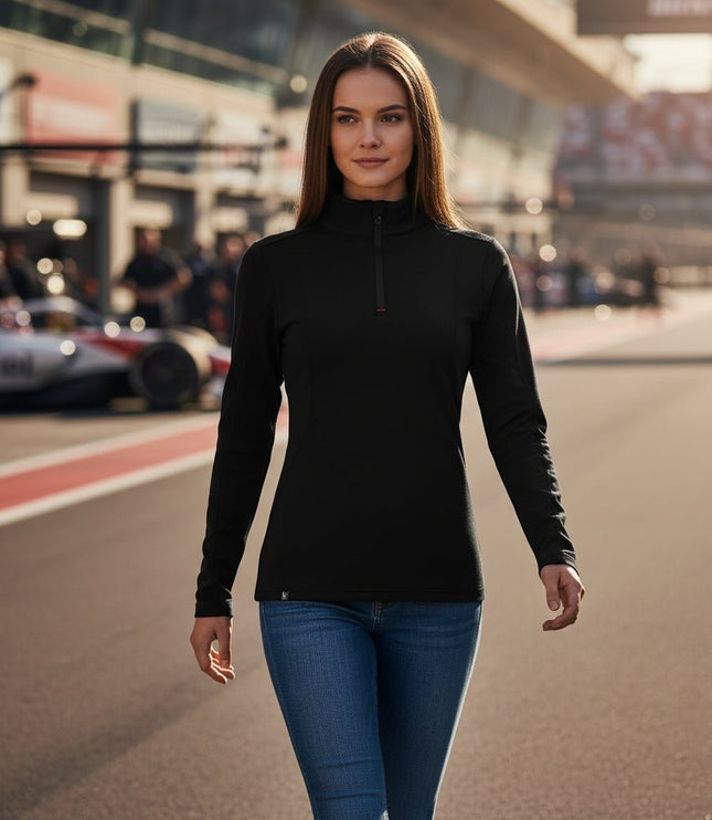 Rova Women's Quarter Zip Pullover - Black - Marwin Sports