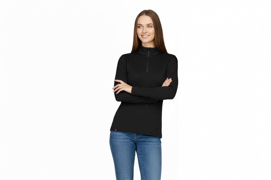 Rova Women's Quarter Zip Pullover - Black - Marwin Sports