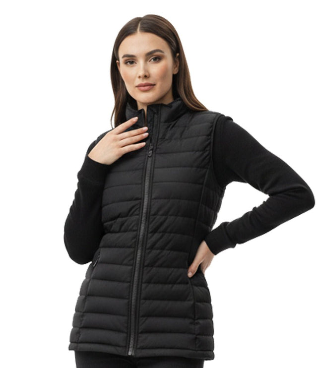 Sierra Women's Puffer Jacket Removable Arms - Black - Marwin Sports