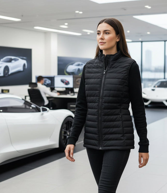 Sierra Women's Puffer Jacket Removable Arms - Black - Marwin Sports