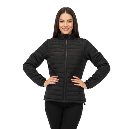 Sierra Women's Puffer Jacket Removable Arms - Black - Marwin Sports