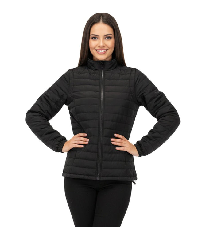 Sierra Women's Puffer Jacket Removable Arms - Black - Marwin Sports