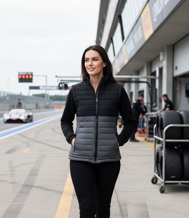 Sierra Women's Puffer Jacket Removable Arms - Black/Grey - Marwin Sports