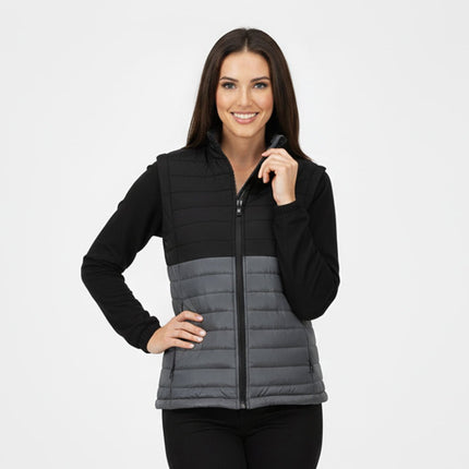 Sierra Women's Puffer Jacket Removable Arms - Black/Grey - Marwin Sports