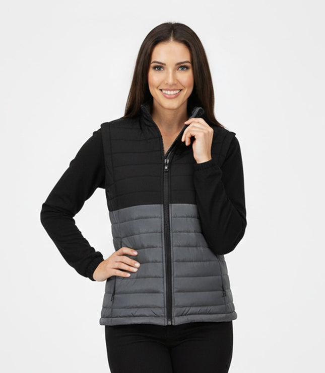 Sierra Women's Puffer Jacket Removable Arms - Black/Grey - Marwin Sports