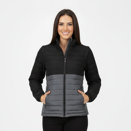 Sierra Women's Puffer Jacket Removable Arms - Black/Grey - Marwin Sports