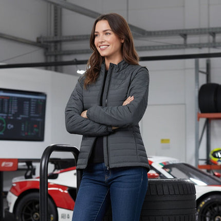 Sierra Women's Puffer Jacket Removable Arms - Grey - Marwin Sports