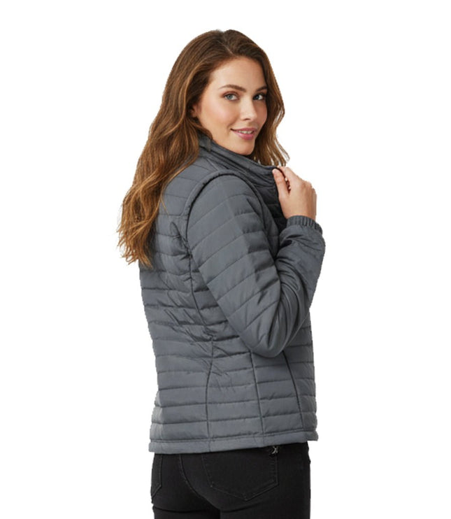 Sierra Women's Puffer Jacket Removable Arms - Grey - Marwin Sports