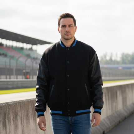 Teton Varsity Letterman Men's Jacket - Black/Blue - Marwin Sports