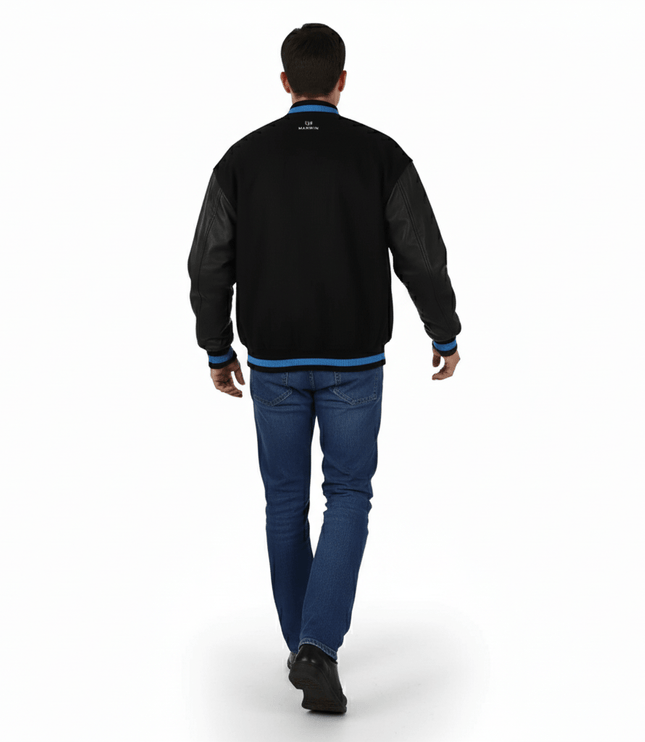 Teton Varsity Letterman Men's Jacket - Black/Blue - Marwin Sports