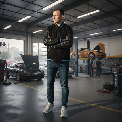 Teton Varsity Letterman Men's Jacket - Black/Blue - Marwin Sports