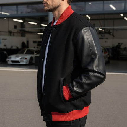 Teton Varsity Letterman Men's Jacket - Red/Black - Marwin Sports