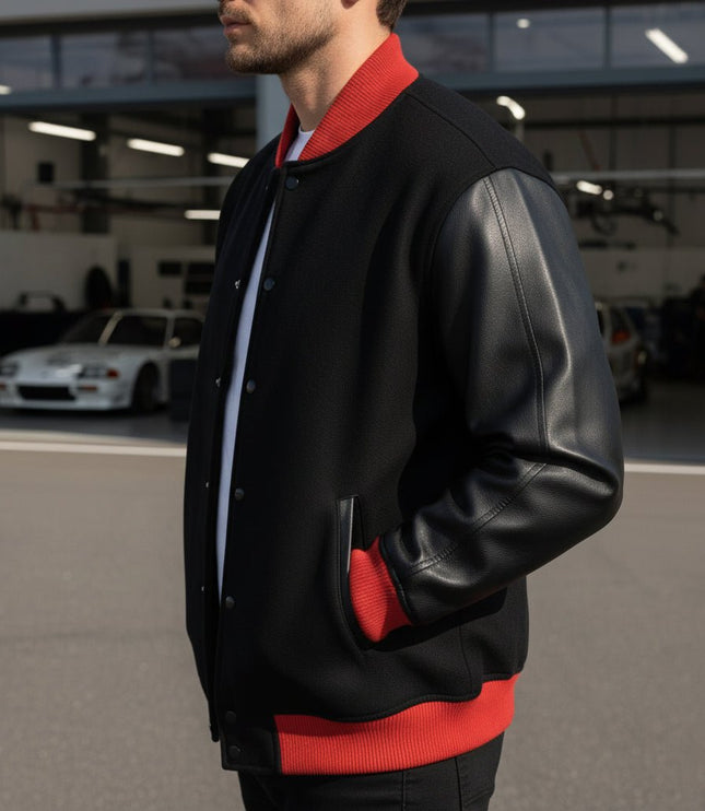 Teton Varsity Letterman Men's Jacket - Red/Black - Marwin Sports