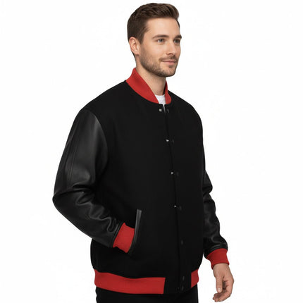 Teton Varsity Letterman Men's Jacket - Red/Black - Marwin Sports